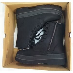 Levi's Eliana Neo Combat Boots Women's Lace Up Front Zip Side Black Monochrome